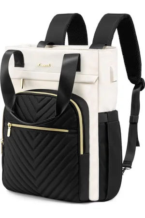 Merkloos 2-in-1 laptoprugzak voor dames, elegant, beige-zwart, Casual
