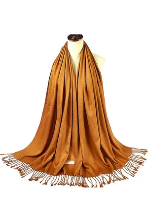 N3 Collecties Effen Zijden Pashmina Sjaal Glans Sjaal Met Franjes Voor Dames 70*200 cm