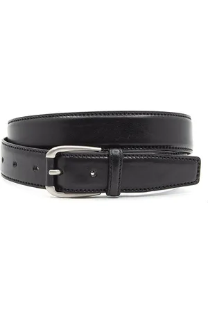 Miguel bellido Zwarte heren broek riem - heren riem - 3 cm breed - - Echt Leer - Taille: 90cm - Totale lengte riem: 105cm