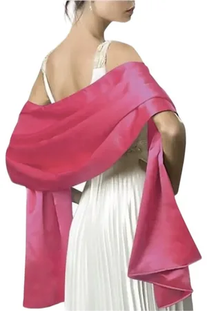 Merkloos Lange Sjaal - Glanzend - Effen - Fuchsia/Roze - 190 x 90cm (913819)