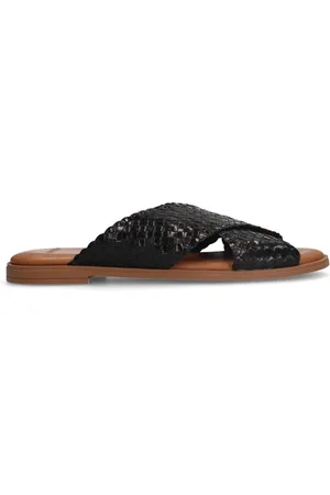 Manfield Dames - leren gevlochten slippers