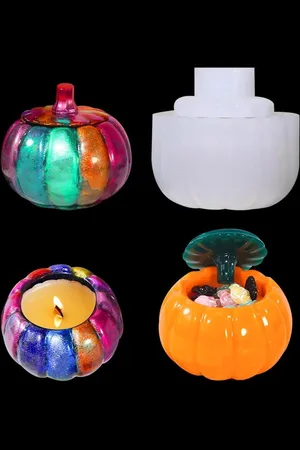 Merkloos Opbergdoos Pompoen Sieradendoos Siliconen Mal met Deksel Resin Molds Gietvorm DIY Kandelaar Snoep Containers