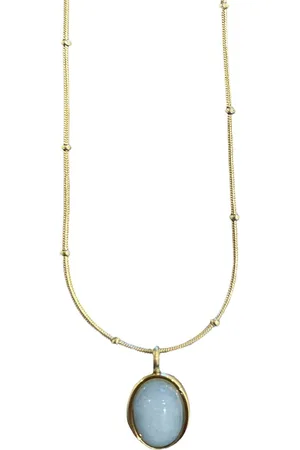 ASTRADAVI 18K Vergulde Sieraden - Hanger - Kralenketting met Natuurlijke Edelstenen Bedels - Aquamarijn - Cadeau Idee