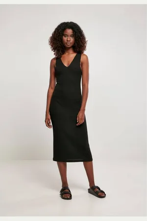 Urban classics Midi Sleeveless Rib Lange jurk - 3XL