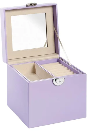 Merkloos Fluwelen sieradendoosje met spiegel in deksel - cadeau van PU-leer - 15 x 15 x 15 cm