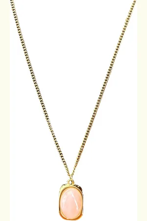 ASTRADAVI 18K Vergulde Sieraden - Hanger - Vintage Hanger Ketting - Natuurlijke Edelstenen Bedels - Ovaal Rozenkwarts - Cadeau Idee