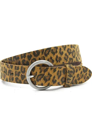 A-zone Dames riem cognac/bruin/zwart - dames riem - 4 cm breed - - Echt Leer - Taille: 95cm - Totale lengte riem: 110cm