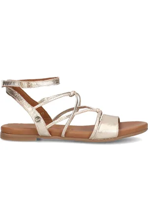 No Stress Dames - Gouden leren sandalen met bandjes