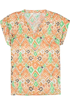 Garcia Dames All over print T-shirt Bruin Korte mouw