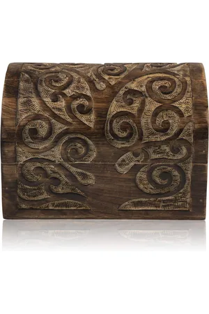 Merkloos Handgemaakte Decoratieve Houten Sieraden Doos - Schatkist Sieraden Organizer - Keepsake Box - Snuisterijhouder - Lock Box - Horloge Box - 9 x 6 Inch - Grote Verjaardagsideeën