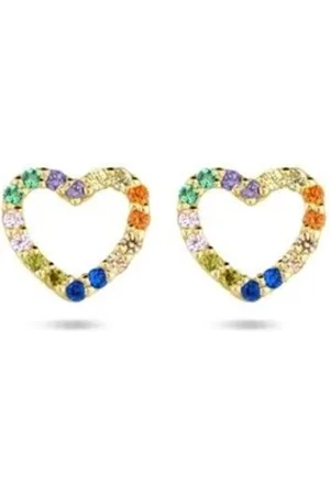 Cataleya Jewels Gouden oorknoppen hart regenboog zirkonia