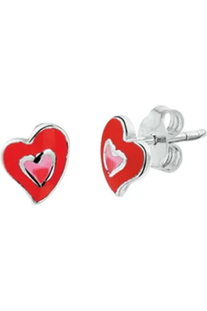 Cataleya Jewels Zilveren oorknoppen hartje roze