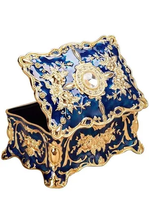 Merkloos Vintage blauw sieradendoosje - kleine snuisterijdoos voor ringen en oorbellen - antieke aandenken doos voor cadeau - bruiloft verjaardag Valentijnsdag - 12 x 85 x 57 cm