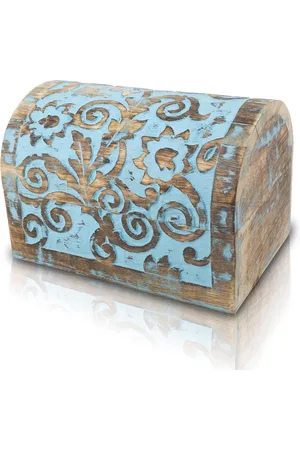 Merkloos Handgemaakte Decoratieve Houten Sieraden Doos - Grote Verjaardagscadeau Ideeën - Sieraden Organizer Keepsake Box - Schat Borst Snuisterijhouder - Horloge Doos Opbergdoos - 22 x 15 cm - Huiswarming Geschenken Mannen Vrouwen