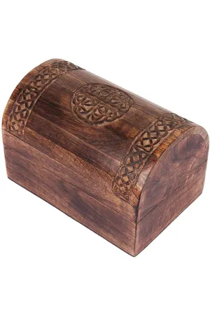 Merkloos Handgemaakte Decoratieve Houten Sieraden Doos Met Keltische Carvings - Sieraden Organizer Keepsake Box - Schatkist Trinket Houder - Lock Box Horloge Box - 6 x 4 Inch Grote Verjaardag Ideeën