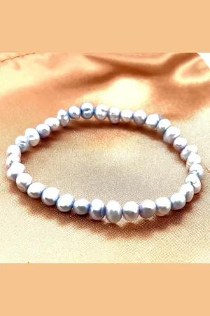 Cataleya Jewels Cataleya Pearls Parelarmband zoetwater grijs/blauw rond elastiek