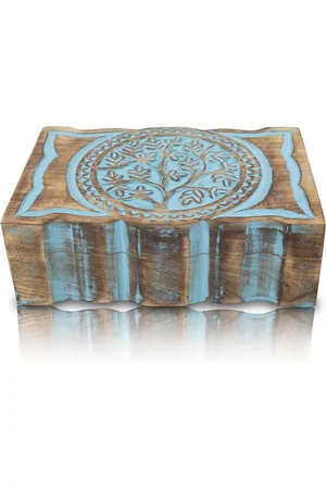 Merkloos Decoratieve Houten Sieraden Doos Boom Van Het Leven Carving Sieraden Organizer - Handgemaakt - Grote Verjaardagscadeau - Keepsake Box Schat Borst - Snuisterijhouder - Huiswarming Gift - 22 x 15 cm - Opslag Lock Box - Horloge Doos