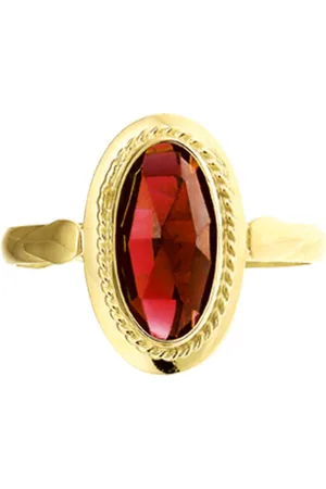 The Jewelry Collection Ring Granaat - Geelgoud