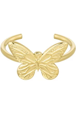 Yehwang Minimalistische ring met vlinder - - Verstelbare ring - One size ring - Dames ring - Stainless Steel (verkleurt niet!) - Waterproof ring - Nikkel vrij - Kerst cadeau - Sinterklaas cadeau - Valentijn - Moederdag - Tiener ring