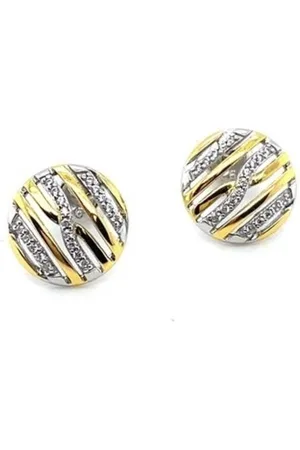 Cataleya Jewels Zilveren, deels goldplated oorknoppen met zirkonia