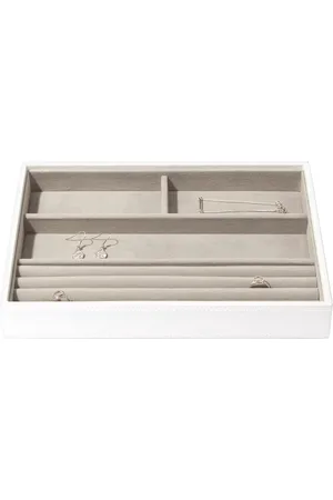 Merkloos Medium Jewellery Box - White Classic Design with Ring and Bracelets Layer