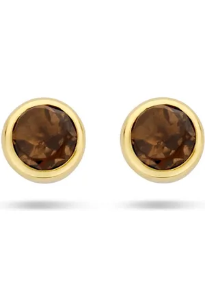Cataleya Jewels Gouden oorknoppen rookkwarts 0.50ct (2x 0.25ct)