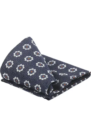 Suitable Zijde Pochet Bloem Donkerblauw (navy) - Pochetten gemaakt van zijde - 25x25 cm