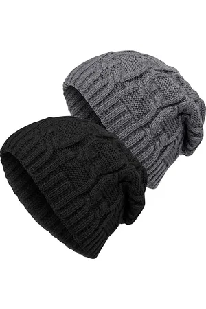 Merkloos Warme Muts - 2 Pack Damesmuts - Zachte Stretch Pluche Skimuts - Losse Wintermuts Dames - 30*24cm