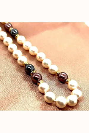 Cataleya Jewels Cataleya Pearls parelcollier bruin olie 6 zilveren goldplated sluiting 45cm