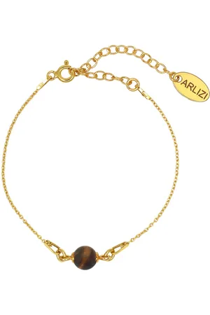 ARLIZI 2337 Armband tijgeroog kraal - verguld - 18 cm