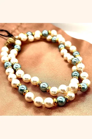 Cataleya Jewels Cataleya Pearls parelcollier blauw 6.5 met zilveren goldplated sluiting 50cm