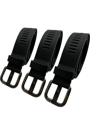 ARIES Heren Riem - Leren Riem - Lederen Riem - Past Altijd - Mat 115 cm - 4 cm breed - Totale lengte 130 cm - - 3 Pack