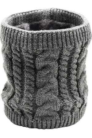 Merkloos Gebreide halssjaal - Winterwol gevoerde thermische sjaal - Kabelgebreide halssjaal - Gezichtsmasker voor dames en heren - Fleece verdikte nekwarmer - Winterfietswarme halssjaal - Gebreide wollen halssjaal