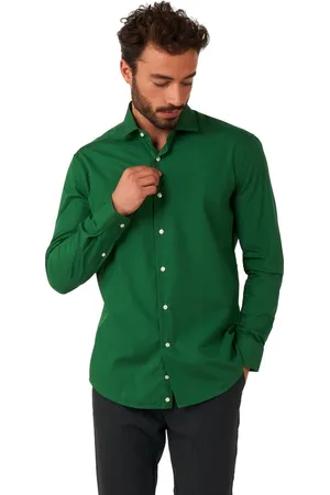 OppoSuits Shirt - Glorious Green - Heren Overhemd - Effengekleurd -