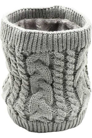 Merkloos Gebreide halssjaal - Winterwol gevoerde thermische sjaal - Kabelgebreide halssjaal - Gezichtsmasker voor dames en heren - Fleece verdikte nekwarmer - Winterfietswarme halssjaal - Gebreide wollen halssjaal