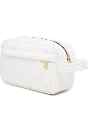 Merkloos Corduroy make-up tas - met handvat aan de bovenkant - cosmetische reistas - portemonnee met ritssluiting - cosmetische Essentials borstelorganizer voor dames