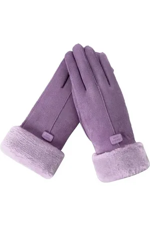 Merkloos Dames handschoenen extra zacht met wollen binnen voering violet