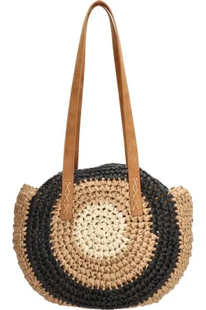 PE-Florence Rieten Shopper Rond M Straw Natuur/Zwart
