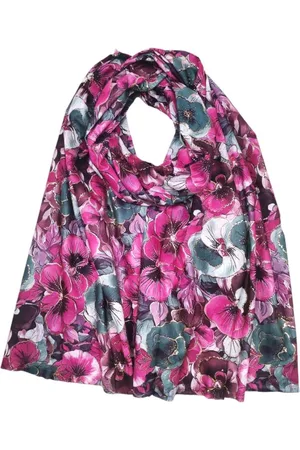 Merkloos Lange dames sjaal Gilberte gebloemd motief goud roze wit grijs bordeauxrood antraciet zwart paars licht mauve