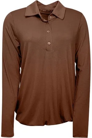 Merkloos Pink Lady poloshirt - lange mouwen - uni - K235 - maat XL
