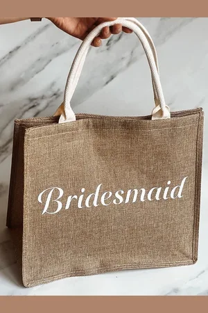 Merkloos Bridesmaid tas - Jute Shopper - Bridesmaid