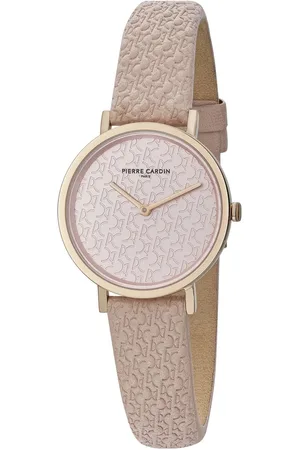 Pierre Cardin Belleville PC Monogram CBV.1504 Horloge - Leer - Crème - Ø 31 mm