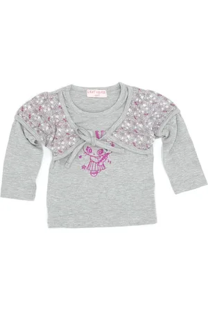 Merkloos Bolero longsleeve meisjes babykleding katoen grijs maat 74/80