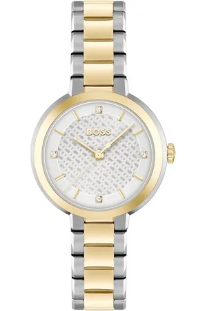 HUGO BOSS HB1502761 SENA Dames Horloge - Mineraalglas - Staal - Zilverkleurig - 34 mm breed - Quartz - Vouw/Vlindersluiting - 3 ATM (spatwater)