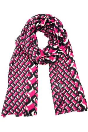 Merkloos Lange warme dames wintersjaal Armanda fantasiemotief roze wit zwart