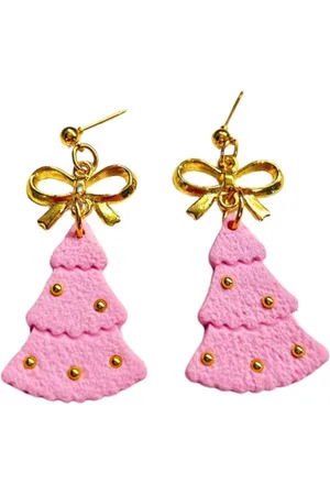 2 Love It Kerstboom Candy - Oorbellen - Oorhangers - Polymeerklei - Lichtgewicht - 4.5 x 2.5 cm - Kerst - Winter - - Goudkleurig