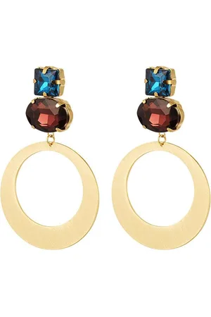 Yehwang Oorbellen Statement Rond Strass - /Bruin