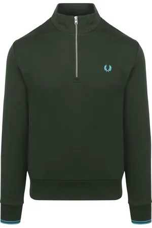 Fred Perry Half Zip Trui Donkergroen