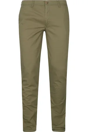 Suitable Plato Chino broek Olijfgroen