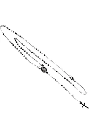 esde2 Rozenkrans Ketting Unisex - Stalen Zilverkleur - Kralen Ketting met Kruis Dames - Heren